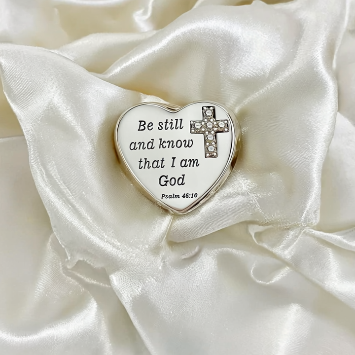 "Be Still and Know" Heart-Shaped Sterling Silver Charm